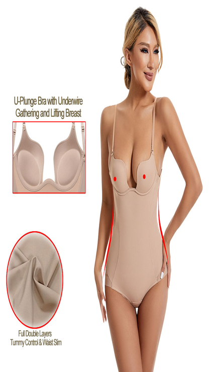 Tight Suspender Jumpsuits Backless U-shaped Bra Shapewear Adjustable Breast Support Tummy Corset Womens Clothing For Party Wedding