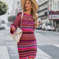 Women's Fashion Cutout Patchwork Knit Dress