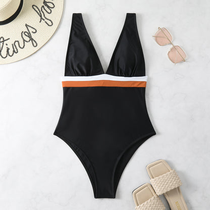 Stitched Backless Swimsuit Adjustable Size