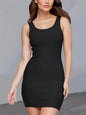 Slim-fit Spaghetti-strap Ribbed Tank Dress With A U-neck