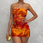 Romantic Floral-print Asymmetric Hem Tube Skirt