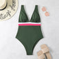 Stitched Backless Swimsuit Adjustable Size