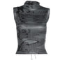 Women's Sleeveless Crew Neck Cutout Tank Top Mid Skirts