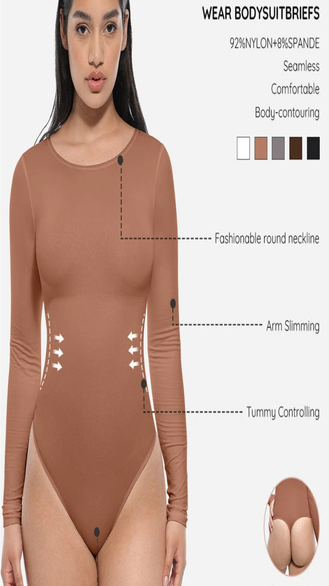 Seamless Bodysuit Long Sleeve Slim Corset Shapewear Bodysuit