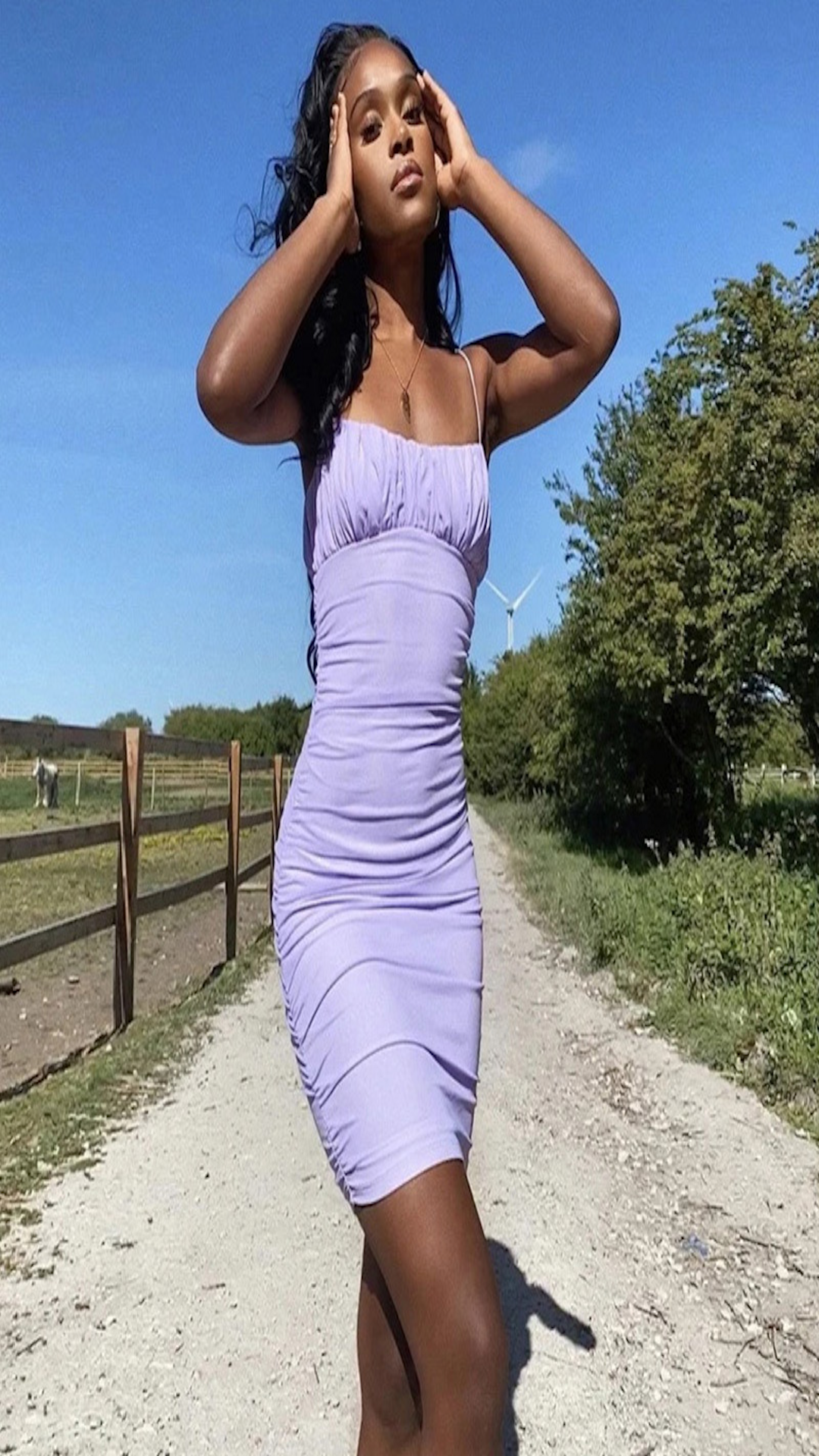 High waist stitching slim pleated hip skirt