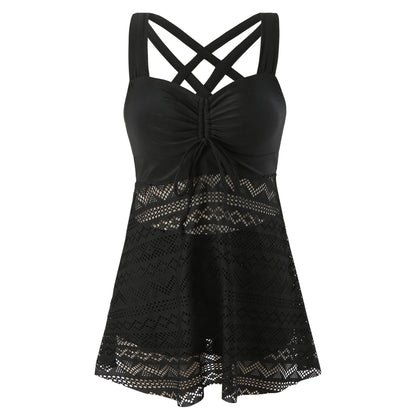 Korean Version Of Solid Color Lace One-piece Swimsuit