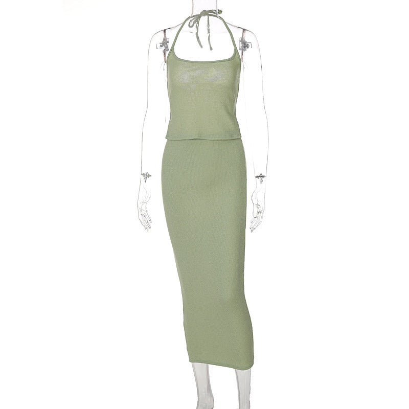 Tie-Back Tube Top Slim Fit  Skirt