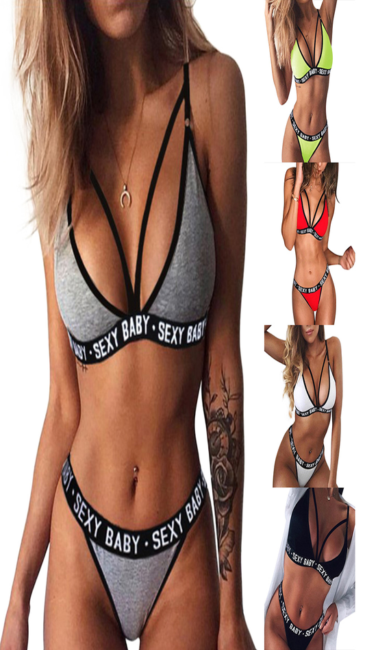 Sexy Letter Print Bikini